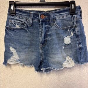 SO Blue Jean Shorts Distressed Raw Hem